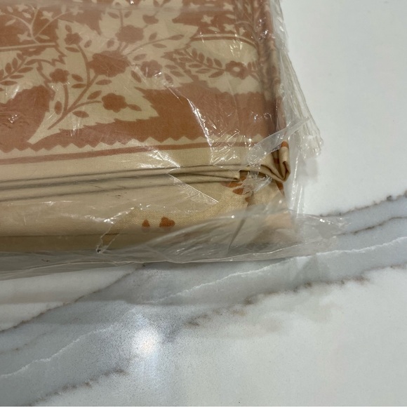 New VTG Wamsutta Caramel Brown Twin Flat Fortel Cotton Blend Flower Leaf Pattern - Picture 8 of 8